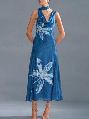 knee length dresses for ladies Amur Dana Denim Midi Dress main image 0
